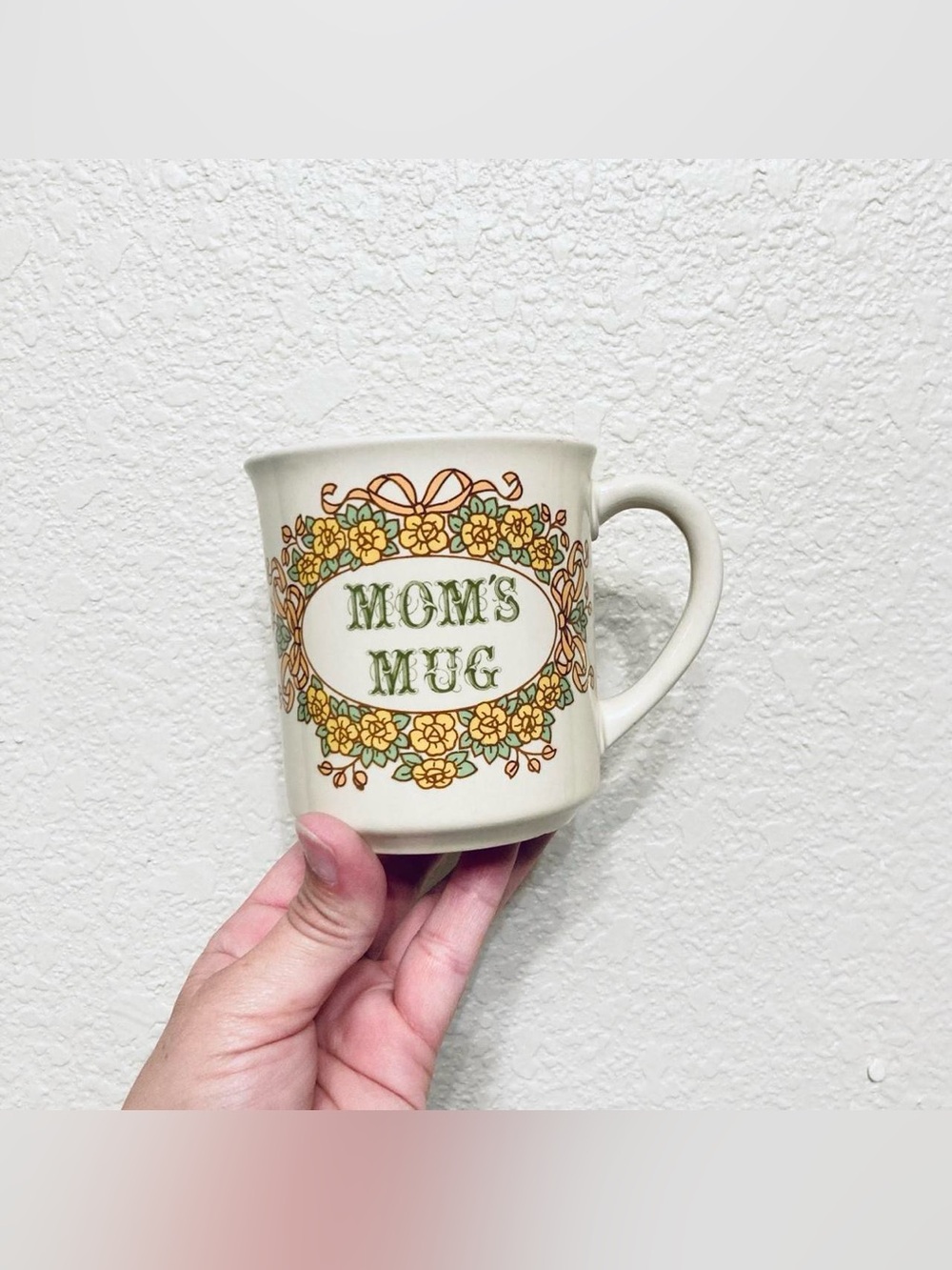 Vintage Mcm Retro “Moms Mug” Coffee Tea Mug Ceramic Floral Design Cottagecore